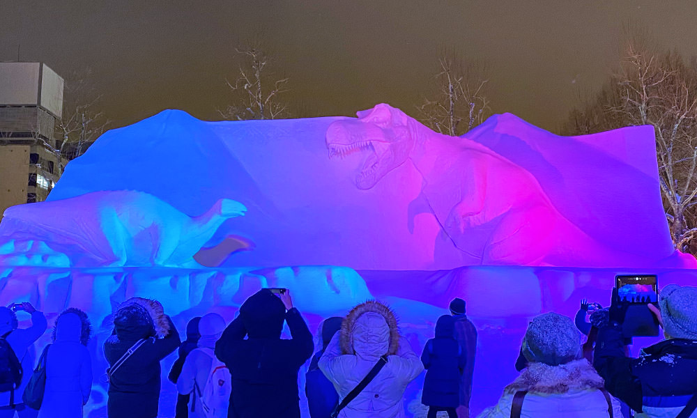 札幌雪祭 大型雪雕燈光秀