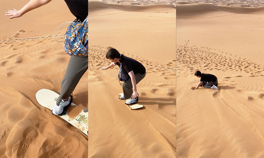 在杜拜沙漠滑沙