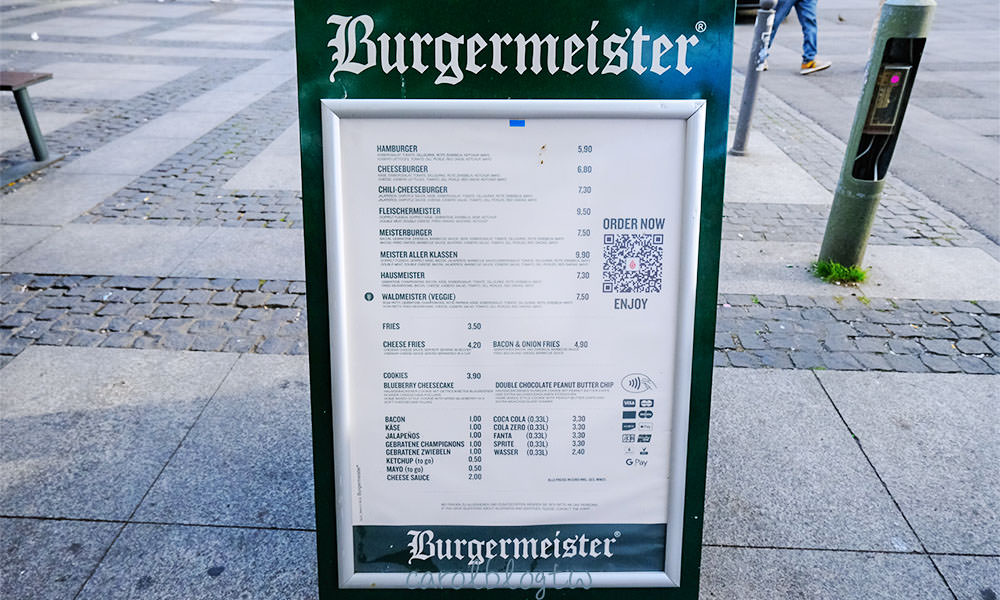 Burgermeister 菜單