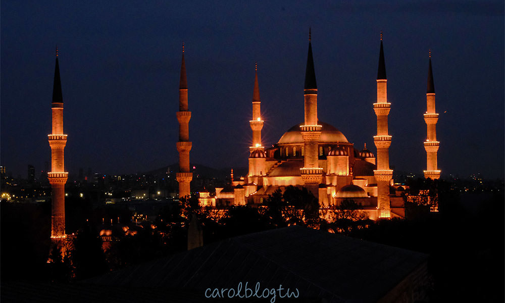 伊斯坦堡夜景 藍色清真寺
