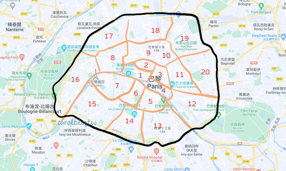 巴黎住宿安全區地圖