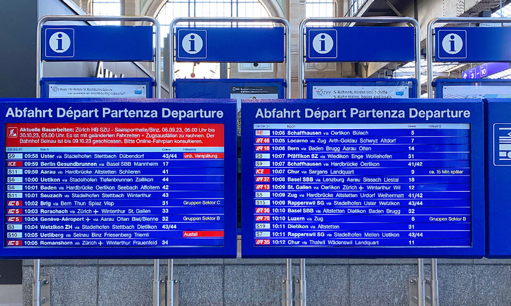 瑞士火車站時刻表